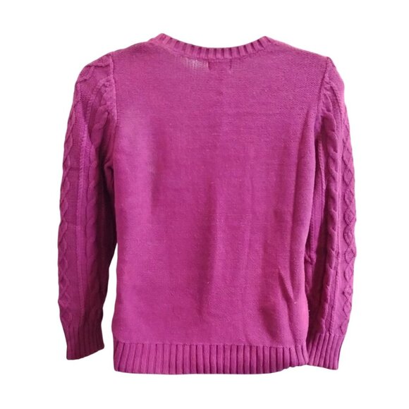 Old Navy Plus Size XL Sweater Womens Cable Knit Pullover Fuchsia Pink Crewneck - Picture 5 of 7
